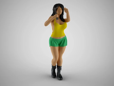 Woman Hammering Nail on Wall 3D Print Model