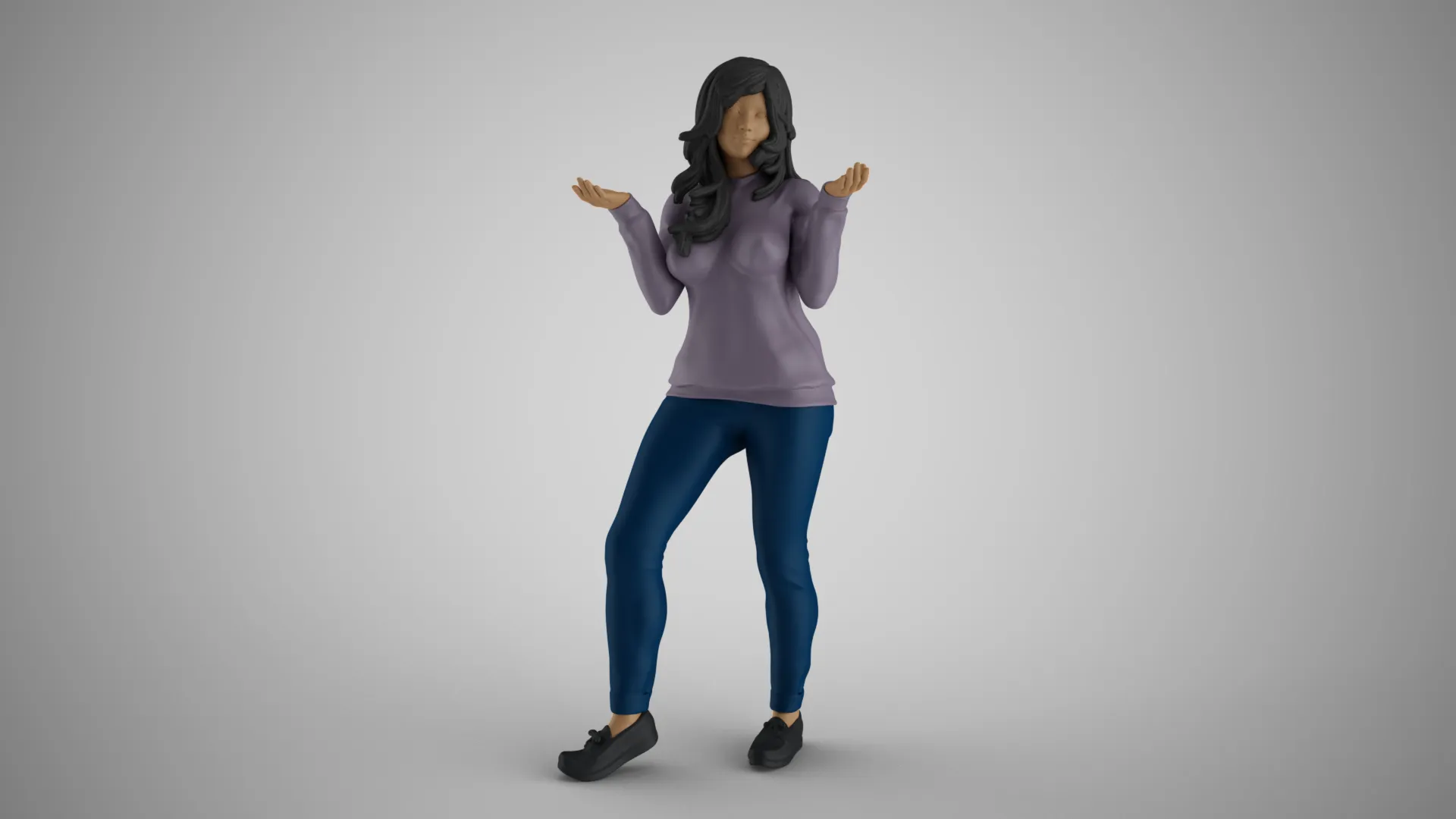 Unaware Girl 3D Print Model .c4d .max .obj .3ds .fbx .stl .blend 