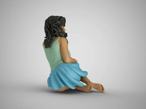 Young Girl Sitting Sideways 3D Print Model