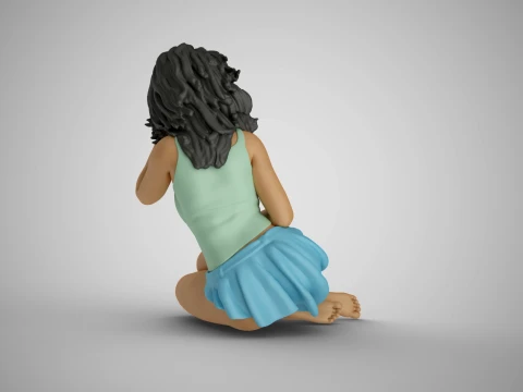 Young Girl Sitting Sideways 3D Print Model
