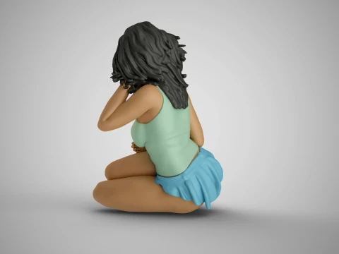 Young Girl Sitting Sideways 3D Print Model