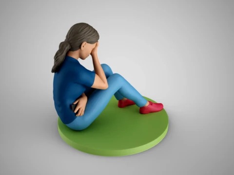 Young Girl Covering Face Model Cetak 3D