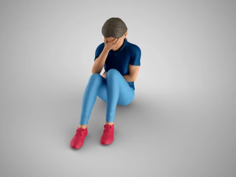 Young Girl Covering Face 3D Print Model