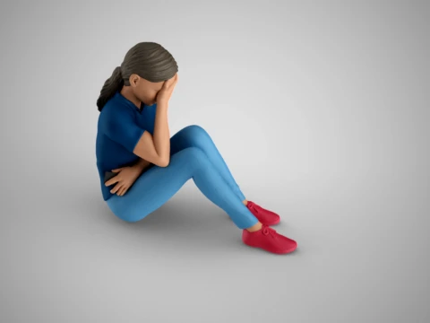 Young Girl Covering Face 3D Print Model