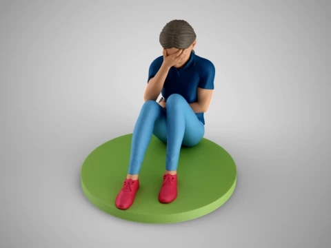 Young Girl Covering Face 3D Print Model