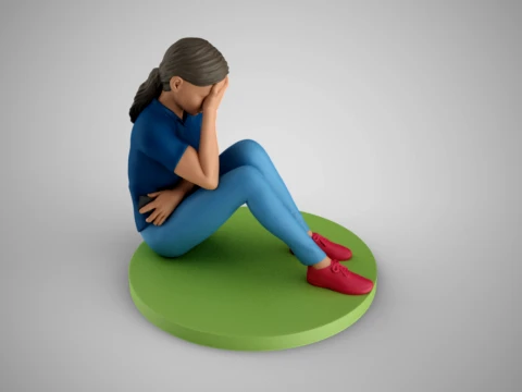 Young Girl Covering Face 3D Print Model