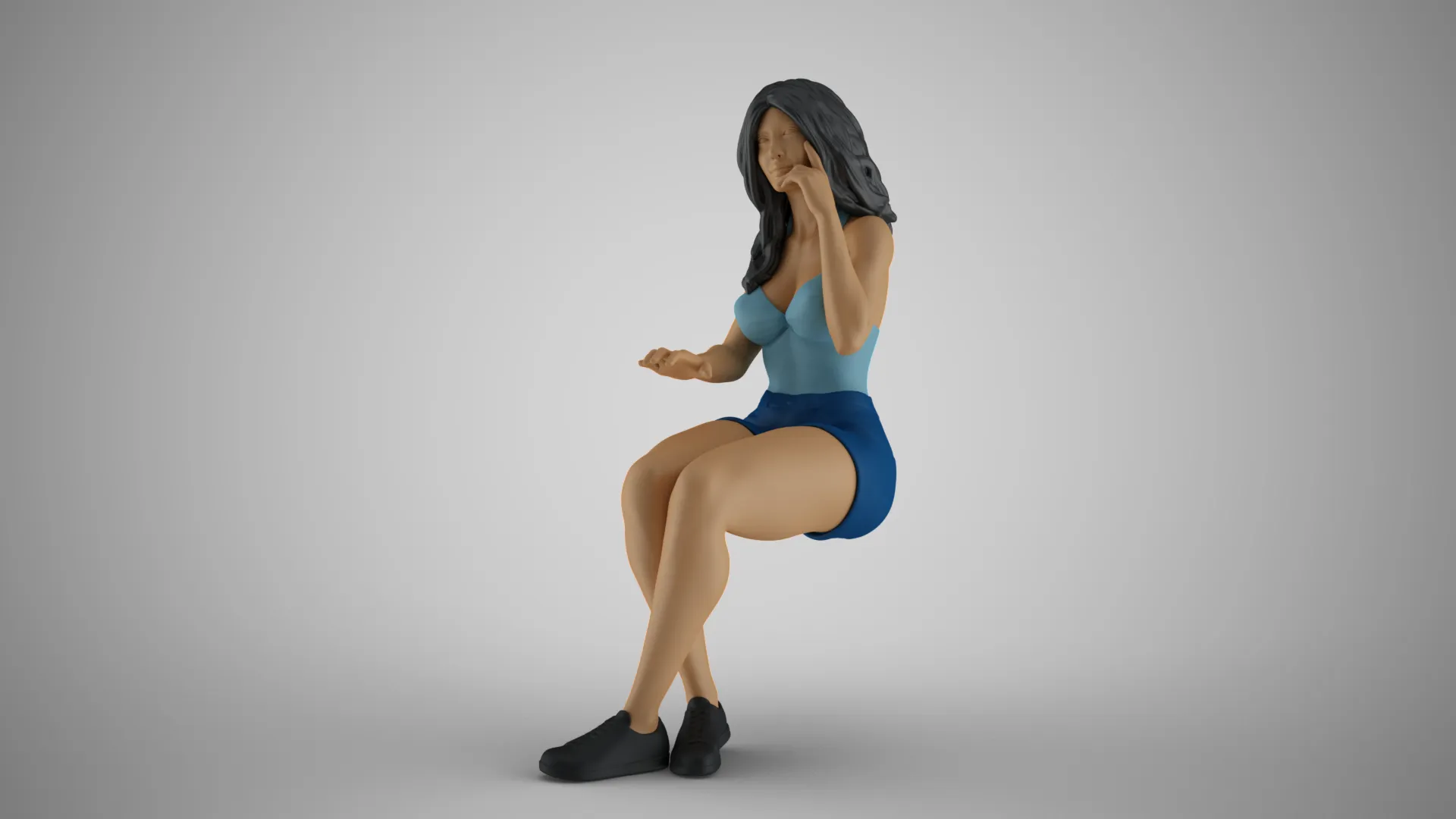 Woman Working on Computer 3D Print Model .c4d .max .obj .3ds .fbx .stl .blend