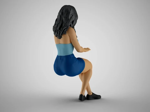 Woman Working on Computer 3D Print Model