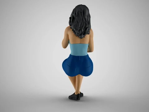 Woman Working on Computer 3D Print Model