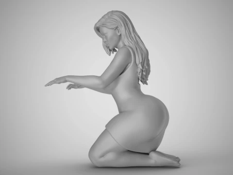 Woman Work on Knees 3D Print Model
