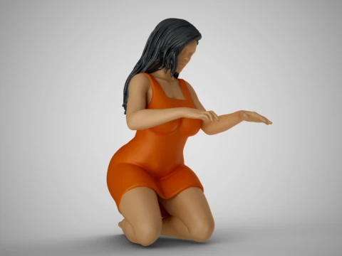 Woman Work on Knees 3D Print Model