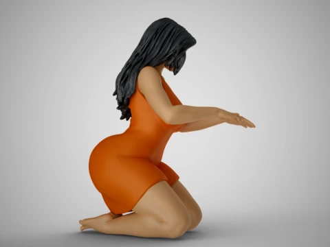 Woman Work on Knees 3D Print Model