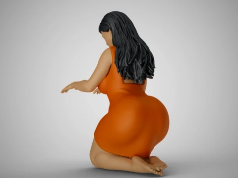 Woman Work on Knees 3D Print Model