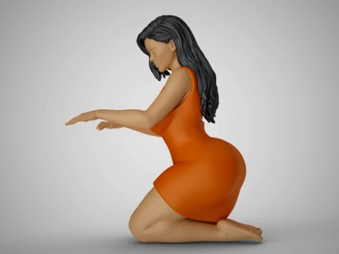 Woman Work on Knees 3D Print Model