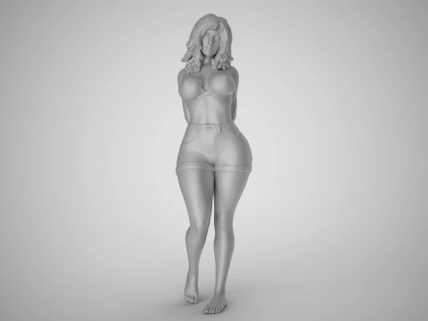 Woman with her Hands Behind 3D Print Model