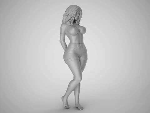 Woman with her Hands Behind 3D Print Model