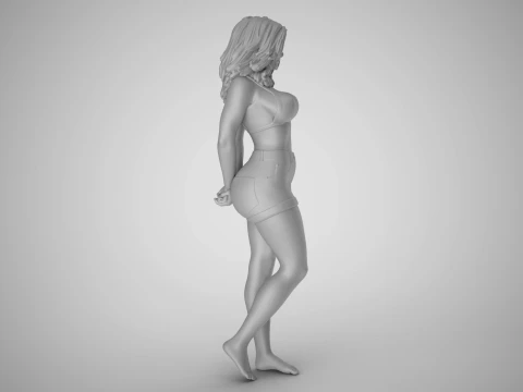 Woman with her Hands Behind 3D Print Model