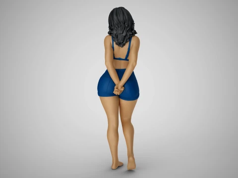 Woman with her Hands Behind 3D Print Model