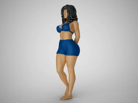 Woman with her Hands Behind 3D Print Model
