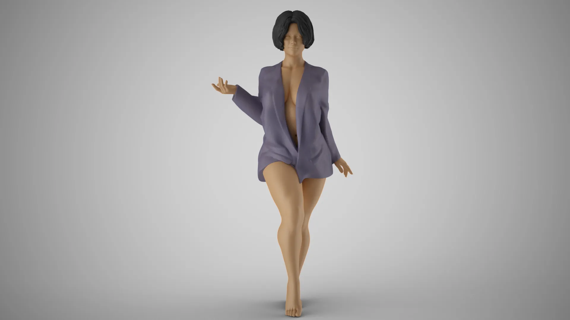 Woman in Jacket 3D Print Model .c4d .max .obj .3ds .fbx .stl .blend