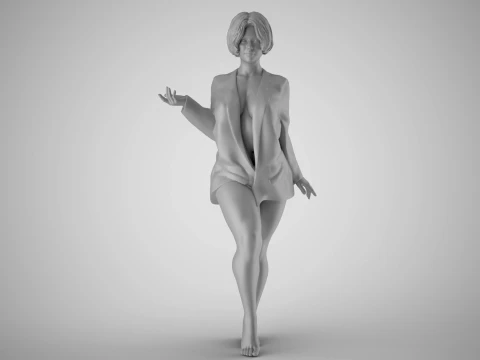 Woman in Jacket 3D Print Model