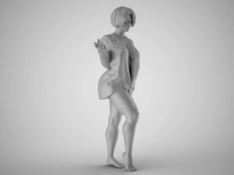 Woman in Jacket 3D Print Model