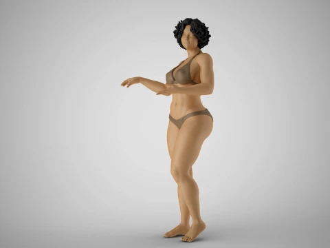 Beach Curly Girl 3D Print Model