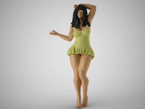 Pretty Girl Hands on Head 3D Print Model