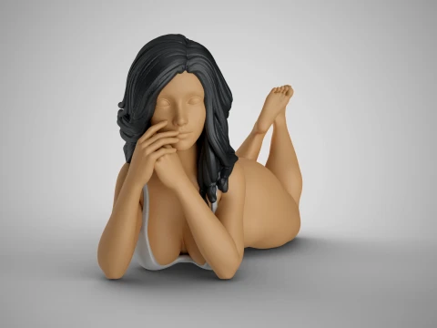 Woman Lie Face Down 2 3D Print Model