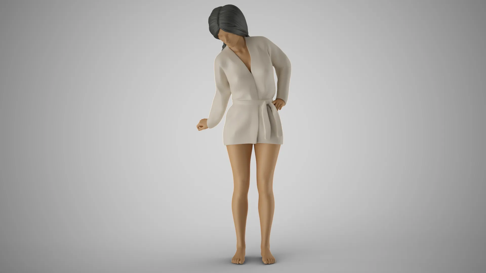 Woman Looking Down 3D Print Model .c4d .max .obj .3ds .fbx .stl .blend