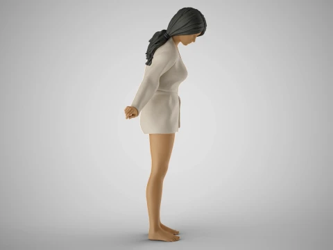 Woman Looking Down 3D Print Model