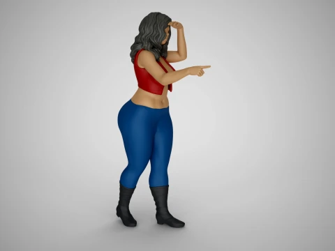 Woman Looking and Pointing 3D Print Model