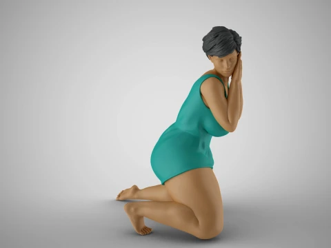 Woman Listening Through Wall 3D Print Model