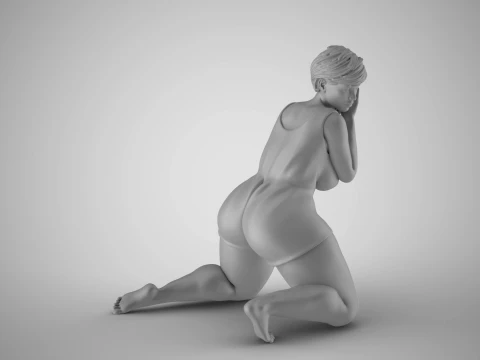 Woman Listening Through Wall 3D Print Model