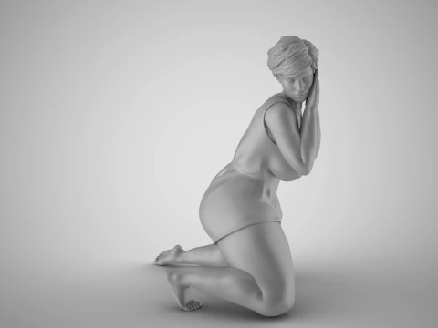 Woman Listening Through Wall 3D Print Model