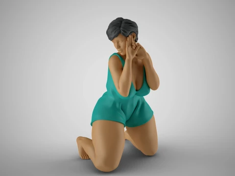 Woman Listening Through Wall 3D Print Model