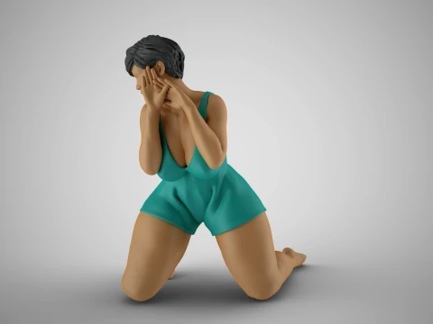 Woman Listening Through Wall 3D Print Model