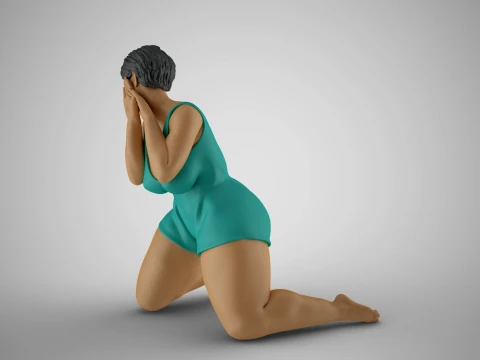Woman Listening Through Wall 3D Print Model