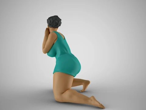 Woman Listening Through Wall 3D Print Model
