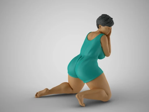 Woman Listening Through Wall 3D Print Model