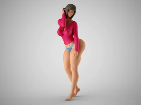 Woman Looking Through Door 3D Print Model