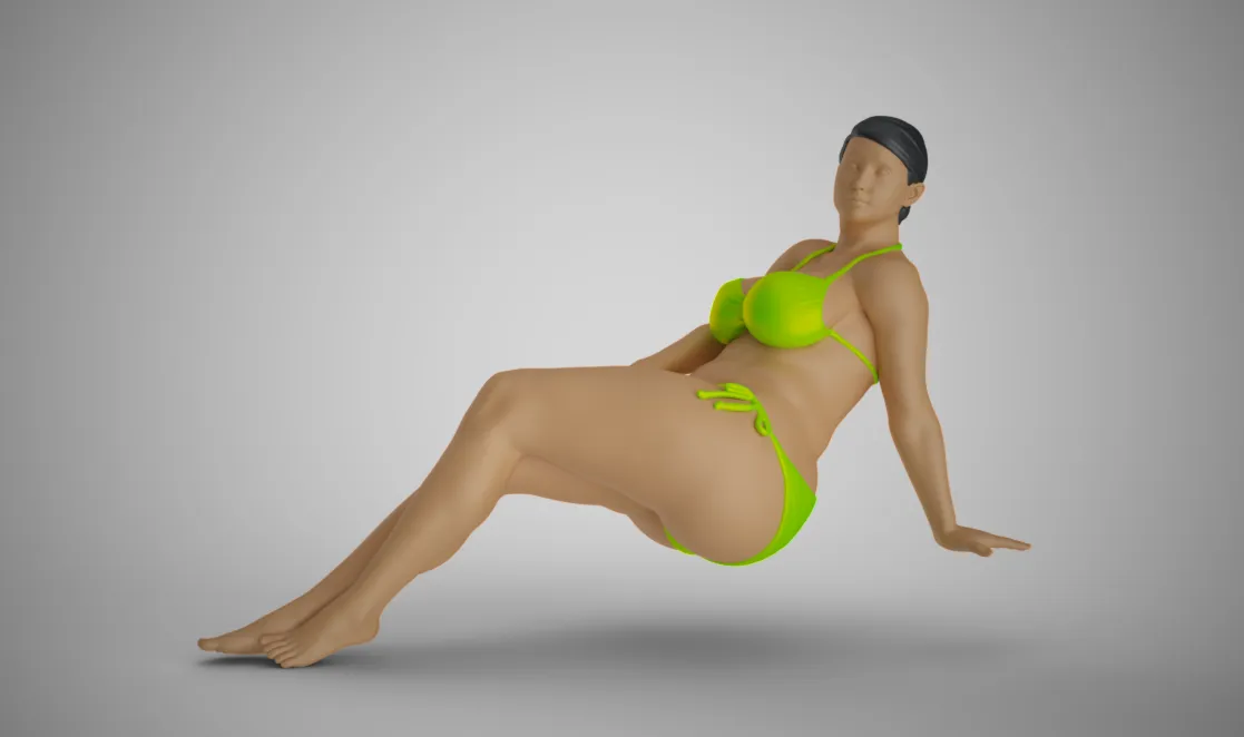 Woman Long Sitting 3D Print Model .c4d .max .obj .3ds .fbx .stl .blend 