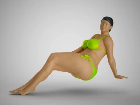 Woman Long Sitting 3D Print Model