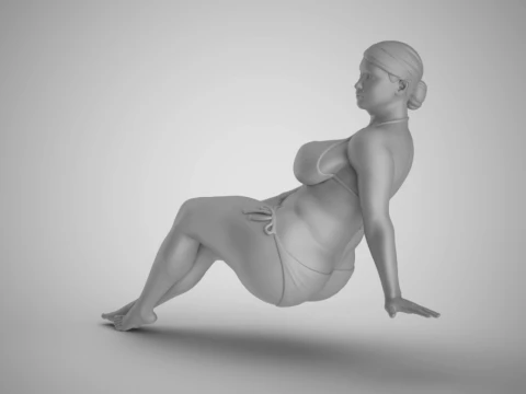 Woman Long Sitting 3D Print Model
