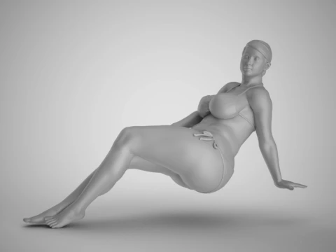 Woman Long Sitting 3D Print Model