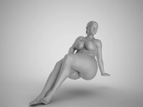 Woman Long Sitting 3D Print Model
