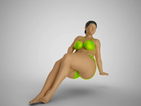 Woman Long Sitting 3D Print Model