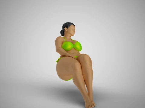 Woman Long Sitting 3D Print Model
