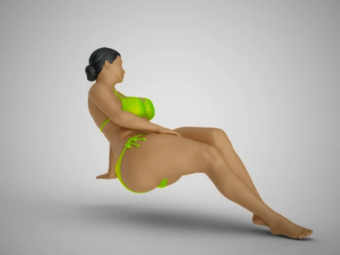 Woman Long Sitting 3D Print Model