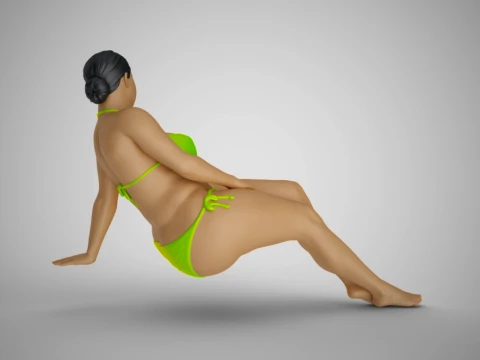 Woman Long Sitting 3D Print Model